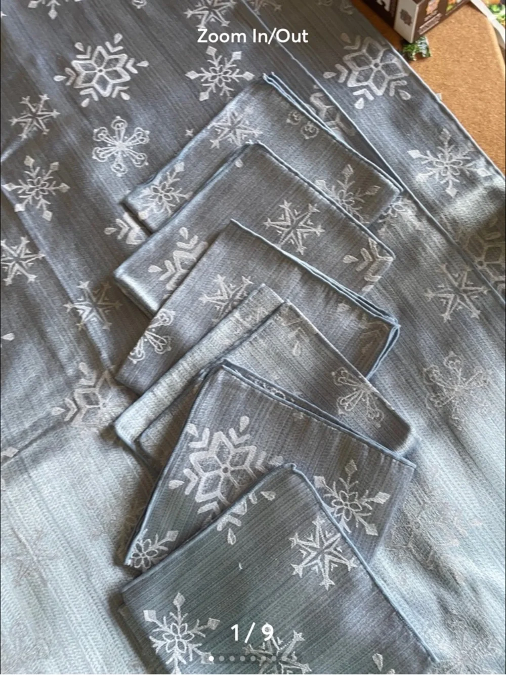 Holiday Winter Snowflake Tablecloth and Napkin Set - Ice Blue